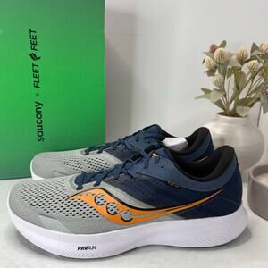 Saucony Ride 16 Neutral Sneaker Gray/Blue/Orange S20830-91 Men 15M Tried On